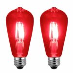 SleekLighting LED 4Watt Filament ST64 Red Colored Light Bulbs Dimmable – UL Listed, E26 Base Lightbulb – Energy Saving – Lasts for 25000 Hours – Heavy Duty Glass – 2 Pack