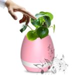 NPOLE Music Plant Flower Planter Pot Smart Bluetooth Speaker Wireless Touch Plant Piano Music Playing Rechargeable Night Light Flowerpot for Office Home Decor Creative Gift(without Plant) (Pink)