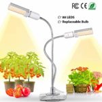 LED Grow Light for Indoor Plant, 45W Full Spectrum Sun Plant Light, Dual Head Gooseneck Grow Lamp with Replaceable Bulb, Double Switch, Professional for Hydroponics Greenhouse Gardening by Jasius