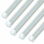 8FT LED Tube Light Fixtures – 72W 7200LM (150W Equivalent), 6000K Cool White, JESLED T8 Integrated LED Cooler Lights Strip, Dual Row V Shape Bulbs for Shop, Garage, Workshop, AC100-277V (Pack of 25)