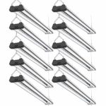Sunco Lighting 10 Pack Industrial LED Shop Light, 4 FT, Linkable Integrated Fixture, 40W=260W, 5000K Daylight, 4000 LM, Surface + Suspension Mount, Pull Chain, Utility Light, Garage- Energy Star