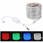 Brillihood Flexible LED RGB Rope Light Strip, Multi Color Changing SMD 5050 LEDs, 110-120V AC, Dimmable, Waterproof, Indoor/Outdoor Rope Lighting + Remote Controller – (10m/32.8ft)