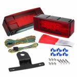 Partsam 12V LED Low Profile Submersible Rectangular Trailer Light Kit Tail Stop Turn Running Lights for Boat Trailer Truck Marine Trailer License Plate Bracket, 25FT Wiring Harness,Stainless Hardware