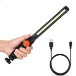 Cywulin Rechargeable Cordless COB LED Work Light, Slim Portable Work Lights with Magnetic Base Ultra Bright LED Flashlight for Car Repair Home Using Emergency (Orange)