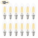 Kohree HY019-HM E12 Edison LED Candelabra Chandelier C35 Candle Light Bulb 40W Equivalent, 2700K Warm White, ETL Listed Non-Dimmable (Pack of 12)