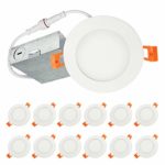 LUXTER (12 Pack) 4 inch Ultra-Thin Round LED Recessed Panel Light with Junction Box, Dimmable, IC Rated, 12W (60 Watt Repl.) 4000K Bright Light 900 Lm. No Can Needed ETL & Energy Star Listed