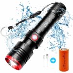 Wsky LED Flashlight Rechargeable – Best S3000 Tactical Flashlight, (7500mAh 26650 Rechargeable Battery included), Muti-modes, Zoomable, Water Resistant, Perfect For Outdoor, Home Emergency, Gift