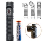 Rofis R3 CREE XM-L2 LED 1250 Lumens Magnetic USB Rechargeable Adjustable-head Flashlight Compact Lightweight Headlamp Flashlight,with 18650 Battery,Charging Cable and Headbnd(Neutral White(5000 K)