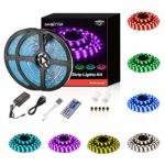 DAYBETTER Led Strip Lights Waterproof 32.8ft Flexible Tape Lights Color Changing 5050 RGB Light Strips Kit with 44 Keys IR Remote Controller and 12V Power Supply for Home, Bedroom, Kitchen