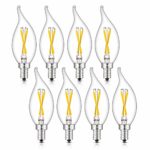 CRLight 4000K LED Candelabra Bulb 2W Daylight White 30W Equivalent 300LM, E12 Base Dimmable LED Candle Chandelier Bulbs, Antique CA11 Clear Glass Flame Shape Bent Tip, Pack of 8