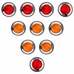 CZC AUTO 10Pack 12V 3/4″ Sealed Round LED Bullet Front Side Rear Light Miniature ID Marker Lamp PVC Grommet Chrome Plastic Bezel for Trailer Truck Pickup RV Bus (5 Amber, 5 Red, 10 Bezel)