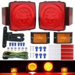 Linkitom Submersible Trailer Tail Lights Kit, Waterproof Square HALO LED Stop/Turn/Tail Lights with Wiring Harness for RV Marine Boat Trailer Snowmobile Under 80 Inch