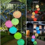 LED Solar Powered Wind Chime Light Garden Outdoor Hanging Spinner Lamp Color Changing,Suit for Christmas, Halloween,Thanksgiving Day,Mother’s Day,Valentine’s Day,Party,Unique Decoration (Multicolor)