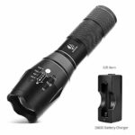 YIFENG Handheld Flashlight, 1000 LM Super Bright CREE XML T6 LED Flashlite Zoomable 5 Light Modes for Camping Hiking Emergency (Include 18650 Battery Charger Gift)