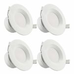 TORCHSTAR 4 Pack 4″LED Recessed Downlight with Junction Box, 7W (60W Equivalent) Dimmable LED Ceiling Light Fixture, IC-Rated & Air Tight, Wet Location, 5000K Daylight, UL-Listed, 5 Years Warranty