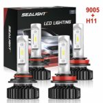 SEALIGHT 9005/HB3 High Beam H11/H9 Low Beam LED Headlight Bulbs Combo Package CSP Chips 14000LM 6000K Brightness Upgraded Ice White