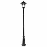 GAMA SONIC Windsor Bulb Solar Lamp Post, Outdoor LED Solar In Ground Light, Black (GS-99B-S)