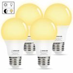 LOHAS Dusk to Dawn Sensor Light Bulb, A19 LED Bulbs Warm White 2700K, 40W Equivalent, E26 Base 500LM, Dusk Till Dawn Outdoor Lighting Security Light for Porch, Stairways, Front Door, Garage, 4 Pack