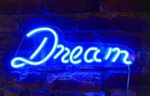Isaac Jacobs 17″ by 6″ inch LED Neon Blue “Dream” Wall Sign for Cool Light, Wall Art, Bedroom Decorations, Home Accessories, Party, and Holiday Decor: Powered by USB Wire (Dream)