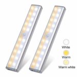 20 LED Closet Light,Zora Under Cabinet Lighting Rechargeable Motion Sensor Activated,3 Color Mode Wireless Stick on Portable Battery Operated Lights for Counter Kitchen Stair Hallway Nightlight,2Pack