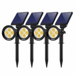 Nekteck Solar Lights Outdoor, 2-in-1 Solar Spotlights Powered 4 LED Adjustable Wall Light Landscape Lighting, Bright and Dark Sensing, Auto On/Off for Yard, Pathway, Walkway, Garden, Driveway, 4 Pack