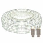 50ft LED Round Rope Lights with Waterproof 540 LEDs Strip Lights 6500K Daylight White with 110V Two UL Certified Power Supply Cuttable Linkable String Lights with Connector and Accessory Pack
