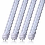 28w Led Tube Light Bulb 4ft, 3360 Lumens, Cold White 6000K, Bypass T8 Ballast 80W T8 Fluorescent Replacement Dual-End Powered Clear Cover AC 85-265V Pack of 4