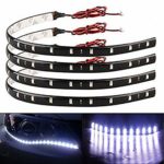 EverBright 30CM 5050 12-SMD DC12V 4 Pieces Waterproof LED Strip light, for Car Interior & Exterior Decoration DRL Day Running Light, White