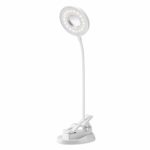 lotus.flower Clamp Desk Lamp, Clip on Reading Light, USB Remote Rechargeable Sensor LED Desk Eye Protection Table Reading Lamp (White)