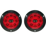 LED Tail Lights – 4″ Round Hi Visibility Stop Turn Tail Lights w/ Reverse Lights for Trucks Trailers RVs (Flange Mount)