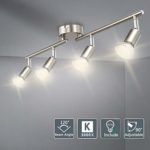 DLLT Modern LED 4 Light Track Lighting Kit, Flush Mount Wall or Ceiling Spot Lights Fixtures, Flexibly Adjustable Decorative Accent Lamp for Kitchen, Living Room, Bedroom, Hallway GU10 Bulbs Included