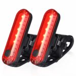 Ascher USB Rechargeable LED Bike Tail Light 2 Pack, Bright Bicycle Rear Cycling Safety Flashlight, 330mah Lithium Battery, 4 Light Mode Options, Water Resistant IPX4(2 USB Cables Included)