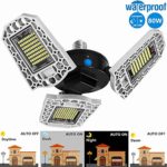LED Garage Lights, Fuleadture 80W 9600LM Dusk-to-Dawn Garage Lighting, IP65 Waterproof E27/E26 Deformable Garage Ceiling Lights, CRI 80 LED Shop Lights for Garage with Light Senson, Auto On/Off