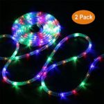 Bebrant LED Rope Lights Battery Operated String Lights-40Ft 120 LEDs 8 Modes Outdoor Waterproof Fairy Lights Dimmable/Timer with Remote for Camping Halloween Christmas Decoration(Multi-Color 2 Pack)