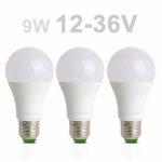 12-36V AC DC Low Voltage LED Light Bulbs 9W E26, 80W Equivalent 800lm Daylight White, Suitubal for 12V, 24V, 36V Off Grid Solar Lighting, Cabin Lighting, RV and Boat Applications, 3 Pack