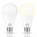 LOHAS Dusk to Dawn LED Light Bulbs, A21 150W Equivalent Sensor Light Bulbs, E26 Base Daylight White 5000K, 1580LM Automatic On/Off LED Bulb for Yard Porch Garage Basement Hallway, Not-Dimmable, 2 pack