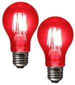 SleekLighting LED 6Watt Filament A19 Red Colored Light Bulbs Dimmable – UL Listed, E26 Base Lightbulb – Energy Saving – Lasts for 25000 Hours – Heavy Duty Glass – 2 Pack