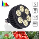 36W LED Plant Light Bulb 350-450W Equivalent Full Spectrum Ceramic Growing Light Lamp Bulb Natural Daylight Sunliight LED Grow Light Bulb for Indoor Greenhouse Seedling Blooing Flowering Vegetable