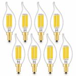 CRLight 6W LED Candelabra Bulb 3000K Soft White, 70W Equivalent 700LM, E12 Base Dimmable LED Chandelier Light Bulbs, Antique Edison Style Clear Glass CA11 Candle Flame Shape Bent Tip, Pack of 8