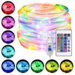 Marvee LED Rope Lights, 33ft RGB Outdoor Color Changing String Lights with 100 LEDs, 4 Modes 16 Colors USB Powered Rope Tube Light with Remote, Waterproof, for Christmas Party Indoor Outdoor Decor