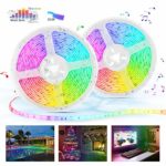 LED Strip Lights with Remote – 32.8ft LED Music Sync Tape Lights kit 5050 RGB Color Changing Light Strip with IP65 Waterproof, 300LEDs Rope Light for Bedroom, Room, Party, Mood Tape Lighting