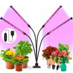 Grow Light for Indoor Plants, LUYATA LED Grow Light with USB Adapter 4-Head Red&Blue Full Spectrum Plant Light, 10 Dimmable Levels, 3 Switch Modes, Timer(3/9 /12H) 360° Adjustable Gooseneck, 5V 36W