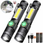 Rechargeable Flashlight(Battery Included), Tactical Flashlight Magnetic, Pocket-Size Flashlight with COB Sidelight, Waterproof,Zoomable,4 Mode Best LED Flashlight for Camping,Emergency Use