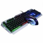 Keyboard and Mouse Combo,Gaming Keyboad LED Light Backlit Metal Frame,Waterproof,Dust Proof,Color Changing Mouse,for Xbox One PC Computer PS4 Games