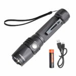 EverBrite Rechargeable LED Flashlight 550 Lumens CREE Bulb, IP68 Waterproof and Dust-Free 7 Modes Super Bright for Hiking, 18650 Battery Aluminum Tactical Torch Pocket Clip USB Cable Included