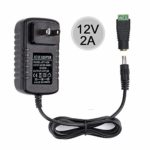 VeeDoo Universal 12V DC Power Adapter, 12 Volt LED Strip Lights Power Supply 2A 24W, Wall Mounted AC110V to DC12V Switching Transformers with 5.5/2.1 DC Female Barrel Connector to Screw Adaptor
