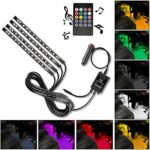Nilight TR-06 4PCS 48 LED Interior DC 12V Multicolor Music Car Strip Dash Lighting Kit with Sound Active Function and Wireless Remote Control, 2 Years Warranty
