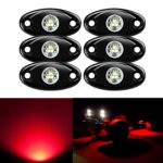 6 Pods LED Rock Lights, Ampper Waterproof LED Neon Underglow Light for Car Truck ATV UTV SUV Jeep Offroad Boat Underbody Glow Trail Rig Lamp (Red)
