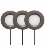 GetInLight Dimmable LED Puck Lights Kit, Recessed or Surface Mount Design, Soft White 3000K, 12V, 2W (6W Total, 30W Equivalent), Bronze Finished, ETL Listed, (Pack of 3), IN-0102-3-BZ