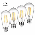 Dimmable Ascher Vintage LED Edison Bulbs, 6W, Equivalent 60W, 700 Lumens, Warm White 2700K, ST58 Antique LED Filament Bulbs, E26 Medium Base, Clear Glass, Pack of 4